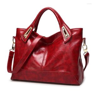 Evening Bags Soft Leather Red Handbag And Shoulder Bag Large Capacity Bucket Women Tote Travel Crossbody Female Ladies