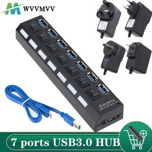 Stations Usb 3.0 Hub Usb Hub 3.0 Multi Usb Splitter 3 Hab Use Power Adapter 7 Port Multiple Expander 2.0 Usb3 Hub with Switch for Pc