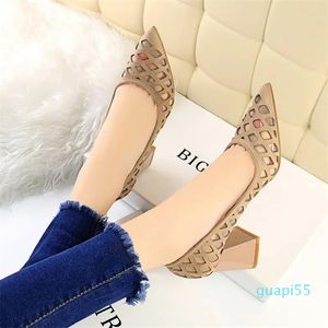 Dress Shoes Women's Sandasl Retro Fashion Sexy High Heel Thick Girls Pumps Pointed Hollow Mesh Single