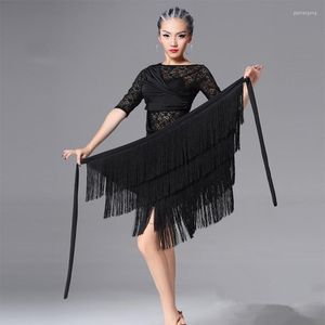 Scene Wear Women Latin Dance Kjol för Ballroom Practice Dancing Cha Tango Salsa Samba Rumba Training Outfit Hips Scarf