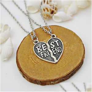 Pendant Necklaces Wholesale2Pc Puzzle Heart Friend Necklace Friendship Collier Women Men Jewelry Friends Bff Gifts Brinco Choker Xma Dhfdj