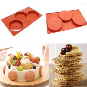 Stampi da forno Stampo in silicone per caramelle a disco tondo grande a 3 cavità Stampo in silicone per torta a cilindro basso Collezione classica Forme di stampi