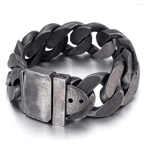 Chain Link Bracelets Retro Black Color Jewelry 25Mm Wide Men Bracelet Cuban Links Chains 316L Stainless Steel For Bangle Male Access Dhtdh