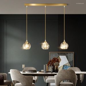 Pendant Lamps Modern Copper Chandelier 3 Heads Crystal Hanging Light Luxury Magic Bean Lighting Molecular For Dining Room
