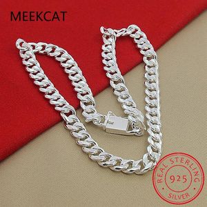 Catene in argento sterling da 10 mm da 22 pollici da uomo, collana a catena laterale, dichiarazione atmosferica, regalo per feste