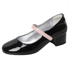 Отсуть обувь Lovirs Женский комфорт круглый носок в среднем каблуке Крентные насосы 4 см балет.