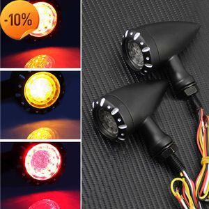 Ny motorcykel blinkande LED -svängsignaler Broms Blinker Light 12V för Harley Chopper Cruiser Bobber Cafe Racer Black Indicator Light