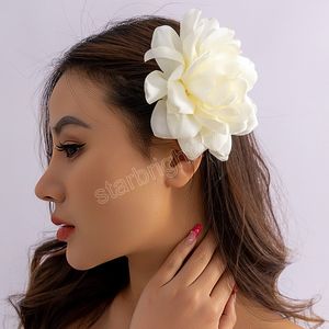 Bohemian Hair Clip Kobiety ręcznie robione duże kwiaty spinki do włosów eleganckie boczne grzywki klipsy ornament ślubny taniec ślubny