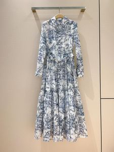 Work Dresses Luxury Designer Dress 2023 Early Spring New Line Ruyi Printed Sailboat Pattern Long Sleeve Dress