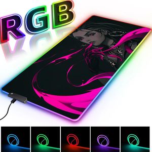 valorant 게이머 마우스 패드 XXL 백라이트 매트 매트 PC 게임 액세서리 마우스 패드 RGB 컴퓨터 데스크 테이블 매트 애니메이션 큰 키보드 묘소