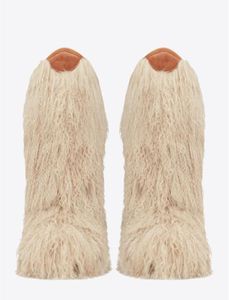 Mulheres Botas de neve de inverno genuíno avestruz real penteado penhas de pele escorregadia em joelho quente de joelhos altos pretos brancos 2100972