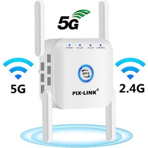 Routers PIXLINK 5G WiFi Repeater WiFi Amplifier 5Ghz Long Range Extender 1200M Wireless Booster Home WiFi Internet Signal Amplifier