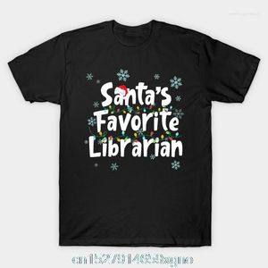 Męskie koszule drukowane santas ulubiony bibliotekarz śmieszne ozdoby świąteczne T-shirt męskie koszulka bawełniana koszulka o szyku krótko rękawe kobiety