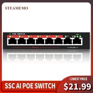 Anahtarlar Steamemo 6 Port Poe Switch 48V 10/100Mbps 90W IP kamera/kablosuz AP için Ethernet anahtarı