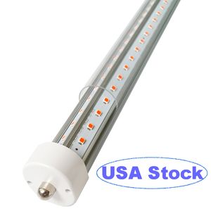 Single Pin FA8 Base T8 LED Tube Light 8 Feet 72W, Clear Cover, Cool White 6500k, Fluorescent Tube Replacement, Ballast Bypass, V Shaped Dual-Ended Power usastar