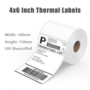 Peças Etiquetas de remessa térmica 4x6 polegadas para DHL UPS FedEx 100x150mm Autadenses Autadensivos Papéis de rolo de pilha para impressora térmica