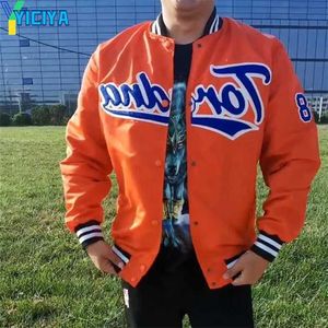 Yiciya Bomber Jacket Men Streetwear Slim Thin Windbreaker Mens Harajuku Brodery Hip Hop Jackets Casual Outwear Hooded Pilot Jacket