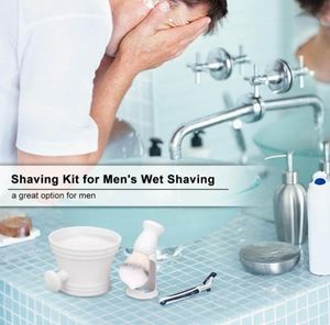 Kit de rasage pour Men039s Wet Shaving Brush Holder Stand Savon Bol Tasse Cheveux Barbe Portable Utile Brush5233113