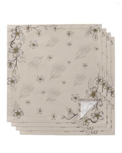 テーブルナプキン4pcs花葉のライン手描きの正方形50cm結婚式の飾り布キッチンディナーナプキンを提供する