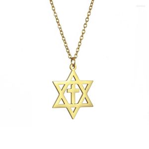 Cadeias 1pc Estrela judaica de Davi com Cruz Cross Judeo Colar Christian Pingente Judaica Jeia SN1209