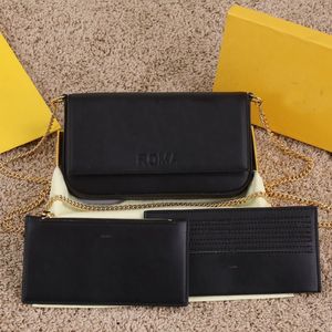 Tasarımcı Çanta Zinciri Crossbody Bag 3pcs Set Flep Çanta Moda Mektup Debriyaj Omuz Çantaları Fermuar Çanta Kart Tutucu Tutucu Cüzdan Geneuine Deri Cüzdan Kutu Hots
