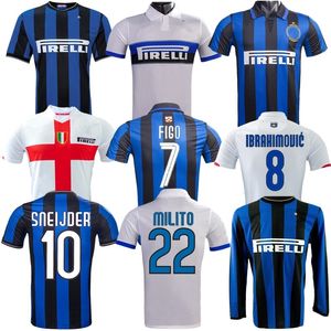 2007 2008 2009 2010 Eto o retro koszulki piłkarskie FIGO MILAN IBRAHIMOVIC SNEIJDER MILITO klasyczna koszulka J.Zanetti ADRIANO Eto o BALOTELLI inter home away vintage jersey