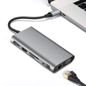 Станции 10 в 1 Typec to VGA Высококачественное USB3.0 PD быстрого зарядного карты Adapter Hub Adapter