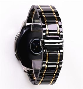 20mm 22mm Luxury Ceramic Steel Black Strap For Galaxy Watch4 S3 Amazfit GTS Watch Band Armband Wristband Belt 2206246803142