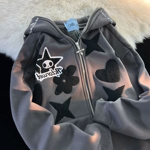 Herrtröjor tröjor y2k kawaii kläder haruku full zip up hoodie män höst vinter gotiska webbsweatshirt hip hop grunge överdimensionerad jacka kappa 230526