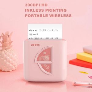 Drukarki Poooli L5S Mobile Mini Photo Thermal Printer Bluetooth Portable Pocket Pocket Etykieta Druk Inkless Inkless 300dpi Journal Impresora