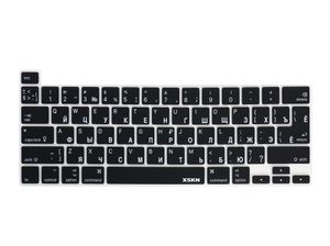 Täcker XSKN Russian/English Black Silicone Tangentboard Cover Skin för 2020 MacBook Pro 13,3 tum Touch Bar A2251 A2289 US och EU -version