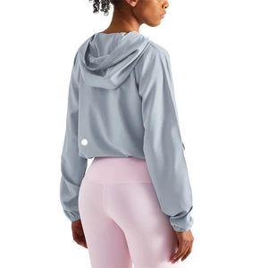 LL Sommer Neue Yoga Mit Kapuze Sonnencreme Nicht Slip Zipper Lose Fiess Kleidung Verstellbare Kappe Seil Sport Top Frauen Jogging Outfit HP1447