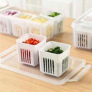 Storage Bottles 6-Grid Onion Ginger Chili Seasoning Box Fresh Keeping Containers Refrigerator Drain Basket