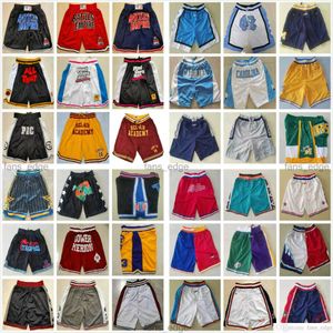 Toppkvalitet alla lag basketballshorts bara kort retro sportkläder Justdon baseball med ficklakare Sweatpants byxa hög sömd storlek S-XXL