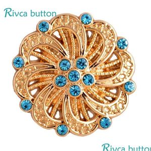 Bracelets de charme por atacado D03311 RIVCA Button Snap Gold Snap 8 Color est Rhinestone 18mm Sier Antigo Couro para Mulheres Drop Deli DH9MA