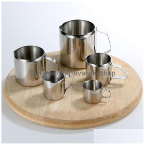 Mugs Stainless Steel Cup Milk Mini Sharp Mouth Mug Pl Flower Frothing Pitcher Jug Coffee Shop Various Sizes 9 3Jr K2 Drop Delivery H Dhztp