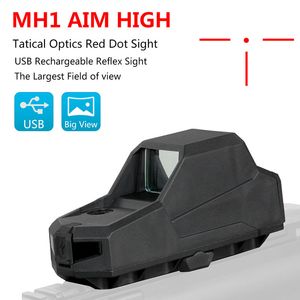 MH1 Red Dot Sight Scope Carregamento USB Sensor de movimento duplo Reflex Sight 2 MOA Retículo de ponto vermelho com marcas de nivelamento lateral