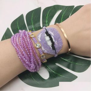 Bärade Strand Bluestar Delica Miyuki Armband Purple Lips Pseras Mujer Crystal Zircon Bead Armband Handgjorda Woven Drop Delivery Jewe Dhomd