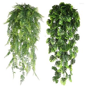 Decorative Flowers Wall Hanging Rattan Artificial Plants Vine Home Garden Decoration Outdoor Fake Flower Green Plant Leaves DIY Wedding