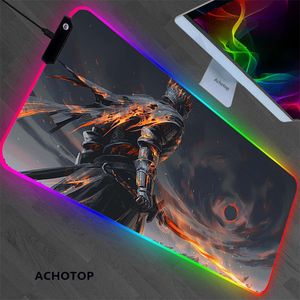 RGB Dark Soul 90x40cm Büyük LED Oyun Klavyesi Mouse Pad Bilgisayar Oyun Masası Serin Mousepad XL Office Play Fares Mass