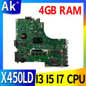 マザーボードakemy x450ldラップトップマザーボードi3 i5 i7 cpu 4gb ram gt820m gt840m gpu for asus x450lc x450l x450lb x450lnノートメインボード