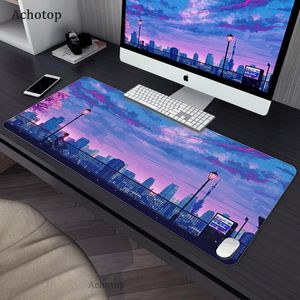 Pads mysie padanie anime księżyc Krajobraz duży gumowy dywan Mousepad Kawaii Pink Mouse Pads klawiatura blokująca krawędź mata komputerowa Mata