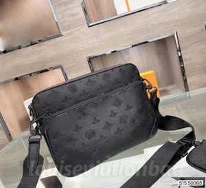 Bolsas de ombro bolsas momogram homens couro trio bolsas mensageiro bolsa de luxo maquiagem 45320 bolsa de designer 69443 bolsa masculina 46603 bolsa tendência 46602