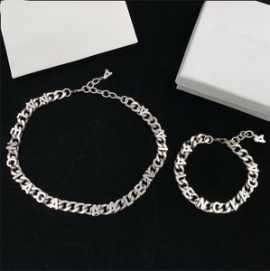 Titanium steel Great B letter Thick chain necklace female exaggerated temperament retro glamorous earrings women Punk 18K gold plated bracelet bangle Jewelry B-03s