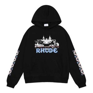 Designer Clothing Mens Sweatshirts Hoodies Small Fashion Rhude Castle Printing Highquality Cotton Terry Couple Hoodie Sweater Fashion Streetwear Pullover 28