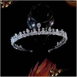 Clipes de cabelo Barrettes Tiara Longe Crown for Women Wedding Acessórios Jóias de noivado Princesa Bandeira da cabeça Dhadg de alta qualidade Dhadg