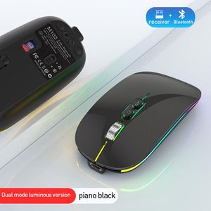 Ratos sem fio bluetooth mouse para computador pc portátil ipad tablet macbook com luz de fundo rgb ergonômico silencioso recarregável usb mouse