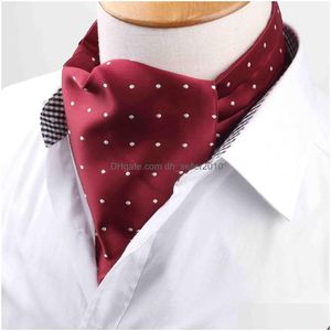 Cravatte Alte Quantità Mens Vintage Cravatta Formale Cravatta Ascot Scrunch Self British Dot Gentleman Cravatta Di Seta In Poliestere Goccia Consegnare Dhtnv