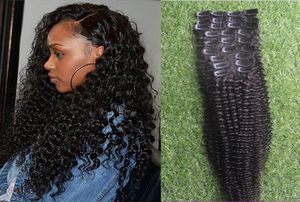 9 PiecesSet 4B 4C Afro Kinky Curly Clip dans les extensions de cheveux humains Naturel Noir Tête Complète Brésilien Remy Hair Clip ins 100G6918480