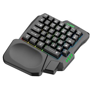 Комбинированная USB-клавиатура, одноручная проводная 35-клавишная светящаяся игровая клавиатура для планшета, красочная эргономичная клавиатура для геймера, подставка для рук
